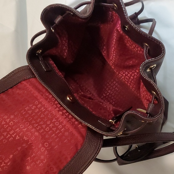 Kate Spade backpack pull closer and inside pocket 100% pebbled cow hide leather! - Picture 2 of 6